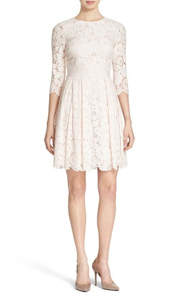 Ted Baker London 'Ameeya' Floral Lace Skater Dress in Light Pink