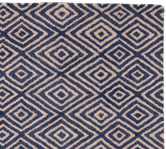 Pottery Barn Maze Pattern DEVIN TUFTED RUG - BLUE