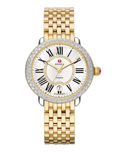 MICHELE Serein 16 Two-Tone Diamond Watch Head & 16mm Serein 18k Gold-Plated Bracelet Strap in Gold