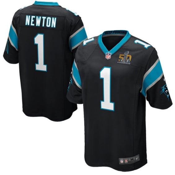 NIKE CAM NEWTON CAROLINA PANTHERS YOUTH BLACK SUPER BOWL 50 BOUND GAME JERSEY