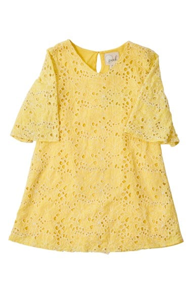 Peek 'Elle' Eyelet Lace Dress (Toddler Girls, Little Girls & Big Girls) in Yellow