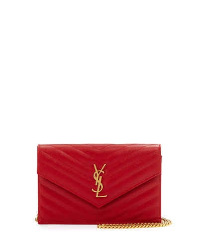 Saint Laurent Monogram Medium Matelasse Shoulder Bag, Red. Neiman Marcus