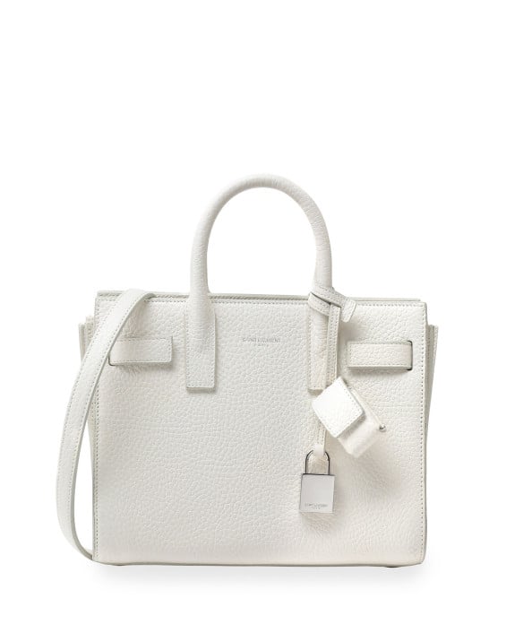 Saint Laurent Sac de Jour Mini Grain Leather Tote Bag, White. Neiman Marcus