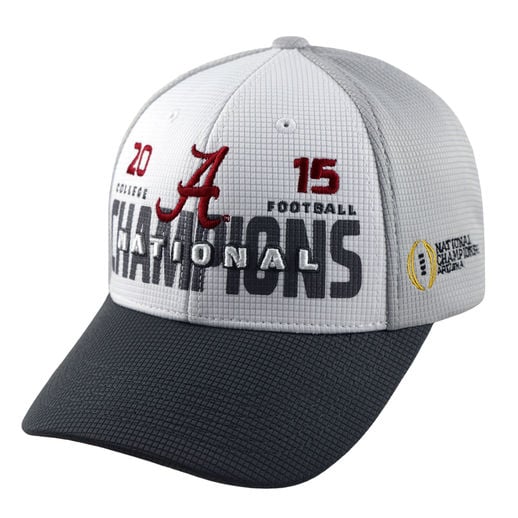 TOP OF THE WORLD ALABAMA CRIMSON TIDE WHITE/GRAY COLLEGE FOOTBALL PLAYOFF 2015 NATIONAL CHAMPIONS ADJUSTABLE HAT