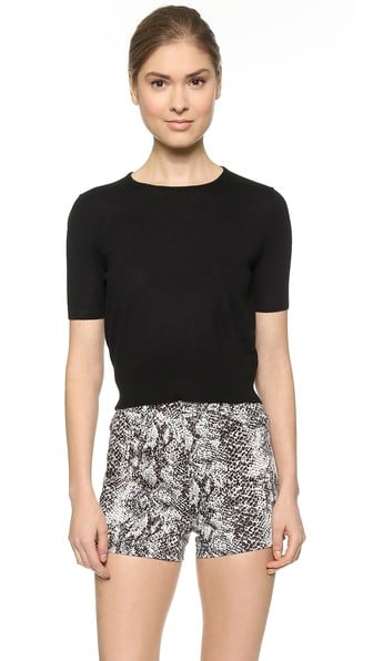 Tamara Mellon Short Sleeve Cashmere Sweater in Black. Shopbop