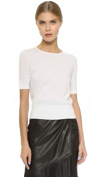Tamara Mellon Short Sleeve Cashmere Sweater in Cream. Shopbop