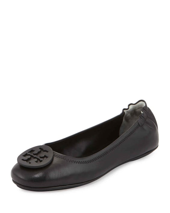 Tory Burch Minnie Travel Logo Ballerina Flat in Black