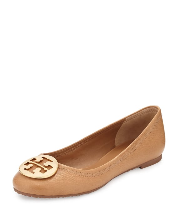 Tory Burch Reva Leather Ballerina Flat, Tan. Neiman Marcus