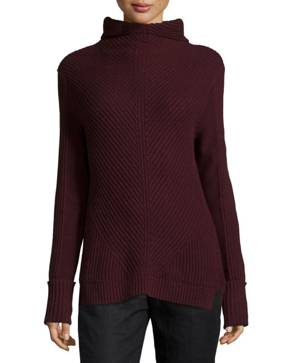 Vince Directional-Rib Turtleneck Sweater, Wysteria. Neiman Marcus