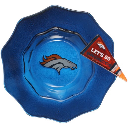 DENVER BRONCOS GLASS DIP BOWL WITH CHARM