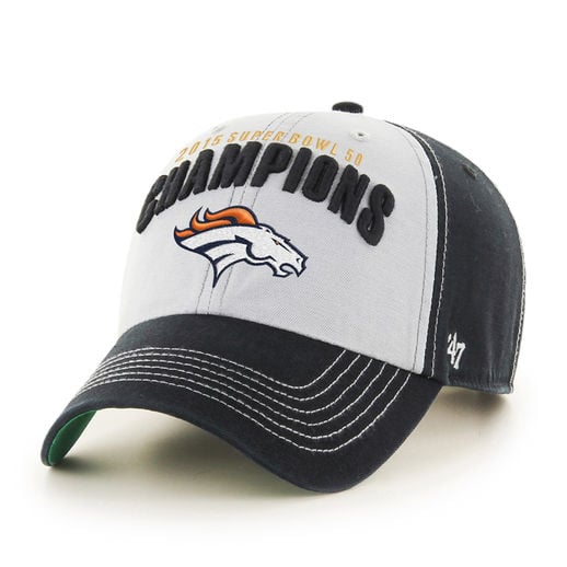 '47 DENVER BRONCOS GRAY/BLACK SUPER BOWL 50 CHAMPIONS MCGRAW CLEAN-UP ADJUSTABLE HAT
