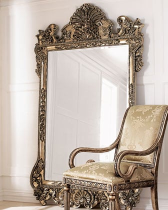 7 Foot Tall Floor Mirror with Antique Metallic Finish. Horchow