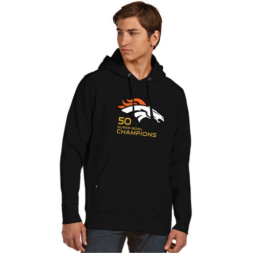 ANTIGUA DENVER BRONCOS BLACK SUPER BOWL 50 CHAMPIONS SIGNATURE HOODIE