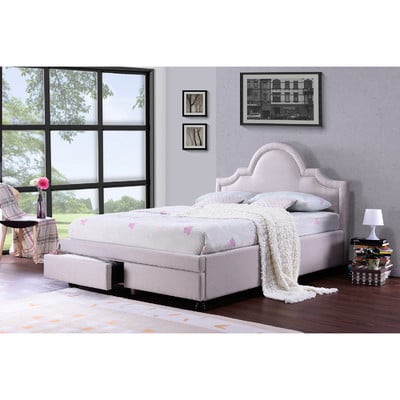 Baxton Studio Upholstery Panel Bed Grey Light Beige Wayfair