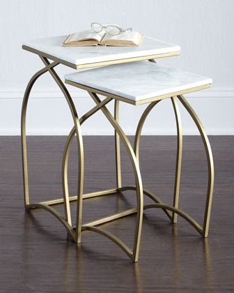 Bexley Nesting Tables in Matte Brass and Marble. Horchow
