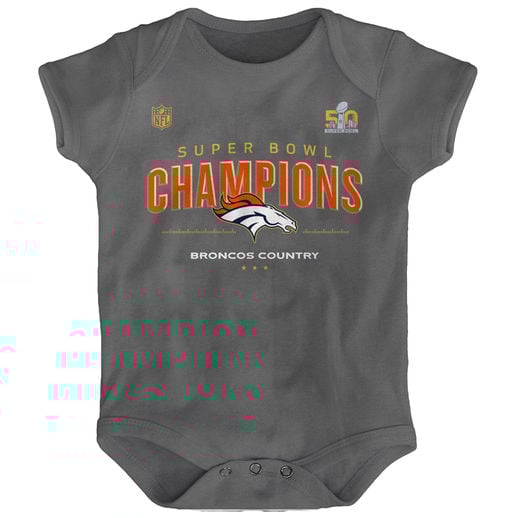 DENVER BRONCOS INFANT GRAY SUPER BOWL 50 CHAMPIONS TROPHY COLLECTION LOCKER ROOM BODYSUIT