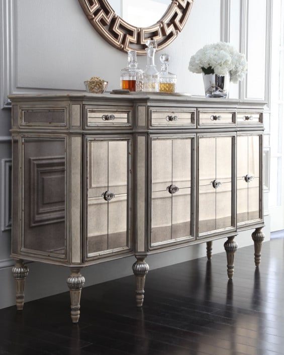 Dresden Four-Door Mirrored Buffet. Horchow