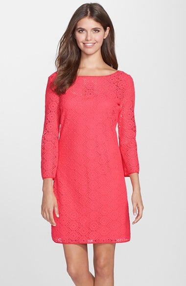 Lilly Pulitzer® 'Topanga' Embroidered Lace Shift Dress Island Coral