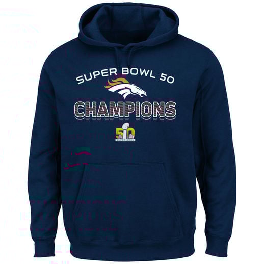 MAJESTIC DENVER BRONCOS NAVY SUPER BOWL 50 CHAMPIONS BEYOND VICTORY HOODIE