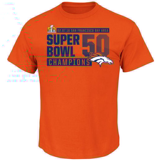 MAJESTIC DENVER BRONCOS ORANGE SUPER BOWL 50 CHAMPIONS WINNERS TAKE VIII T-SHIRT
