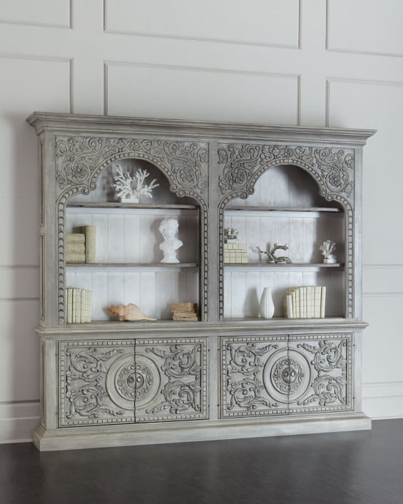Melvil Bookcase Light Gray. Horchow