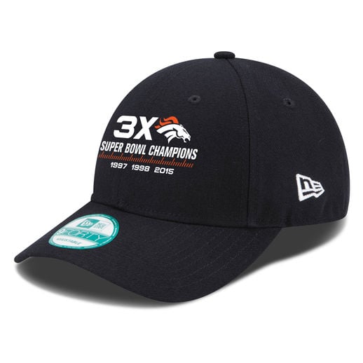 NEW ERA DENVER BRONCOS NAVY SUPER BOWL 50 CHAMPIONS 3-TIME CHAMPS 9FORTY ADJUSTABLE HAT