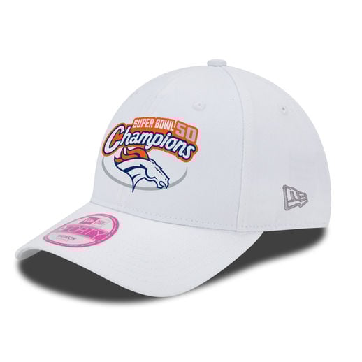 NEW ERA DENVER BRONCOS WOMEN'S WHITE SUPER BOWL 50 CHAMPIONS LIGHTLY STRUCTURED 9FORTY ADJUSTABLE HAT