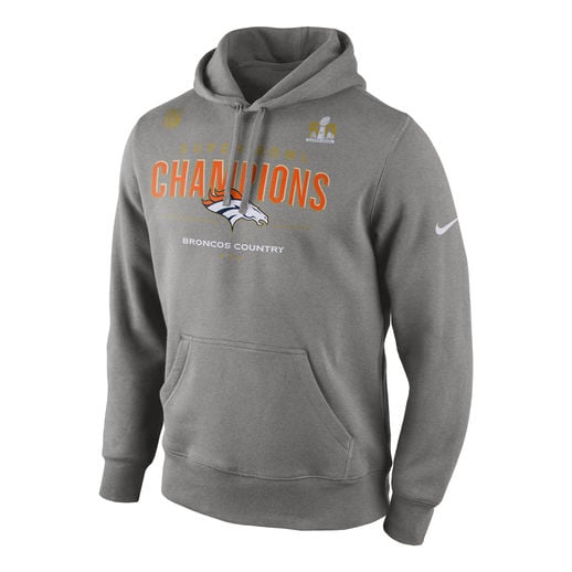 NIKE DENVER BRONCOS GRAY SUPER BOWL 50 TROPHY COLLECTION LOCKER ROOM HOODIE