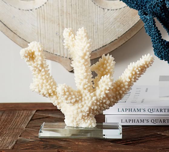 Pottery Barn GLASS BASED CORAL STAND - WHITE