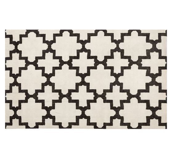 Pottery Barn MELIA HAND-LOOMED RUG - IVORY:BLACK