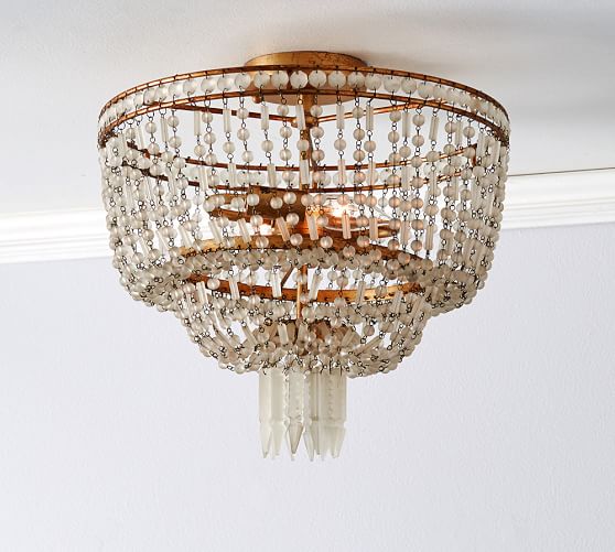 Pottery Barn TARYN FLUSHMOUNT with Cascading Crystal Beads