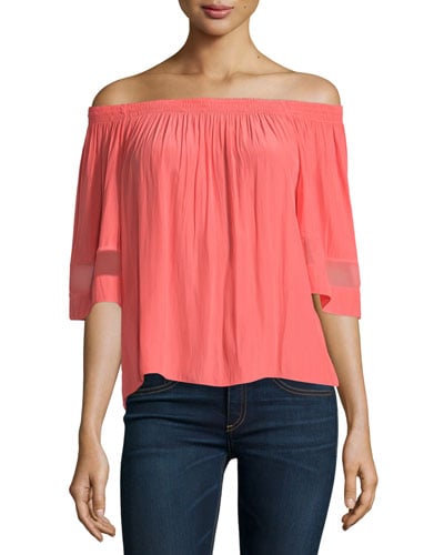 Ramy Brook Jessa Off-The-Shoulder Top Guava