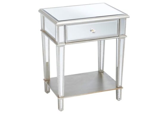 Roosevelt Mirrored Nightstand, Silver