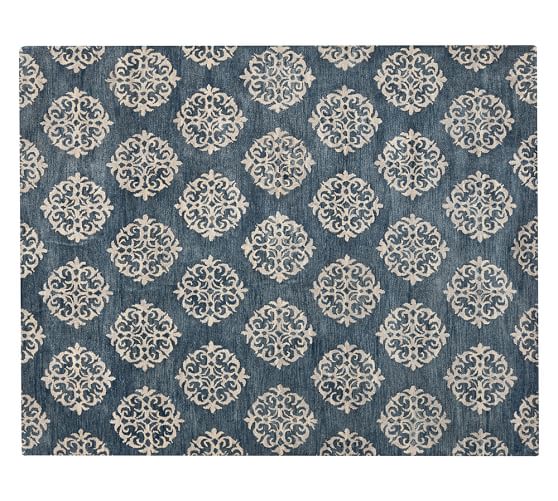 Pottery Barn EMPIRE SCROLL RUG - INDIGO