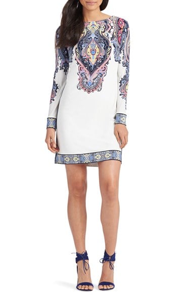 Donna Morgan Border Detail Jersey Shift Dress Mimosa Multi long sleeve dresses for easter