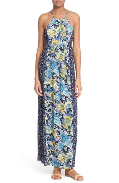 Joie 'Annati' Floral Print Silk Maxi Dress Darknavy