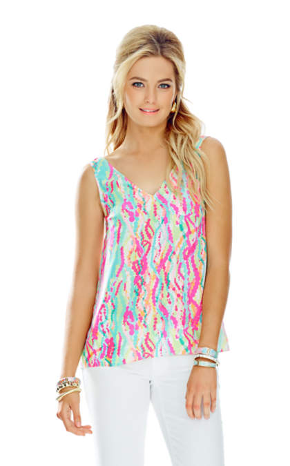 Lilly Pulitzer CIPRIANI V-NECK TOP Multi Dripping In Jewels