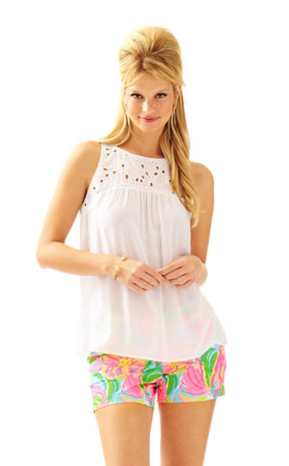 Lilly Pulitzer FLUTTER TOP - SOLID Resort White