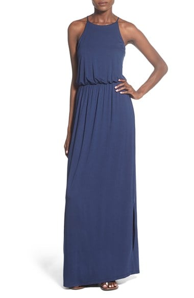 Lush High Neck Maxi Dress Peacoat Blue maxi dresses for easter