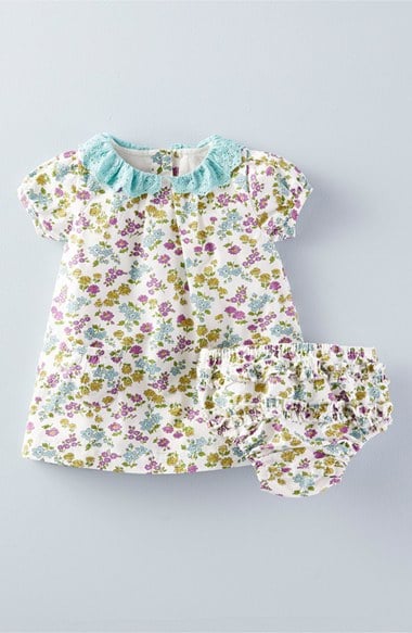 Mini Boden Broderie Floral Print Collar Dress (Baby Girls) Pool Meadow easter dresses for baby girls
