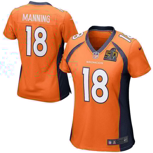 NIKE PEYTON MANNING DENVER BRONCOS WOMEN'S ORANGE SUPER BOWL 50 GAME JERSEY