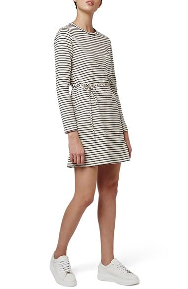 Topshop Belted Stripe Dress Cream Multi long sleeve dresses for easter