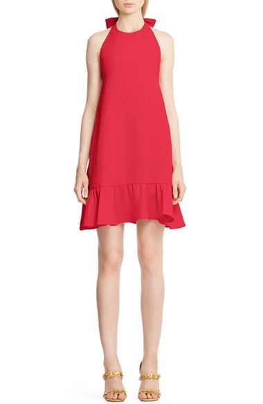 Valentino Flutter Hem Silk Halter Dress Red a-line dresses for easter
