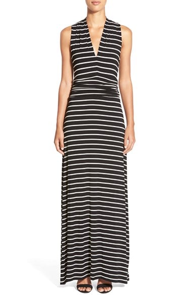 Vince Camuto 'Pine Stripe' Sleeveless Halter Style Maxi Dress (Regular & Petite) Rich Black maxi dresses for easter