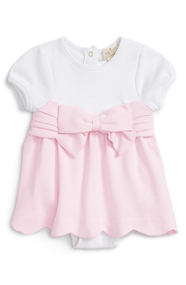 kate spade new york'jillian' skirted bodysuit (Baby Girls) White Pink
