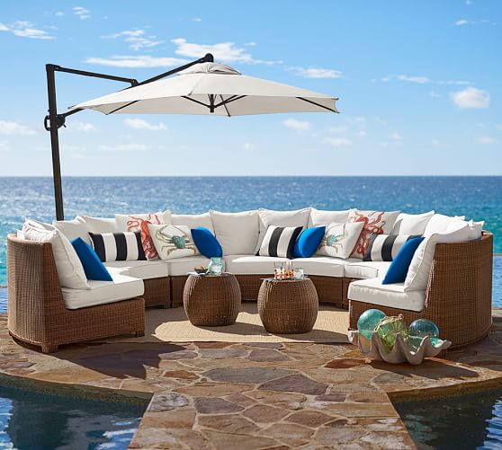 Pottery Barn BUILD YOUR OWN - PALMETTO ALL-WEATHER WICKER ROUNDED SECTIONAL COMPONENTS - HONEY