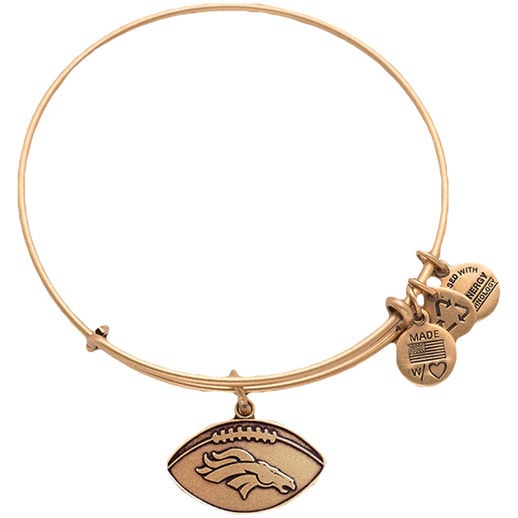 ALEX AND ANI DENVER BRONCOS WOMEN'S GOLD FOOTBALL LOGO BRACELET mother's day denver broncos gifts for mom