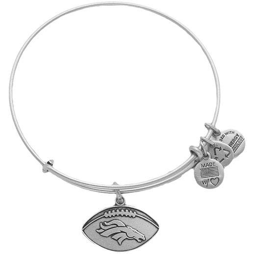 ALEX AND ANI DENVER BRONCOS WOMEN'S SILVER FOOTBALL LOGO BRACELET