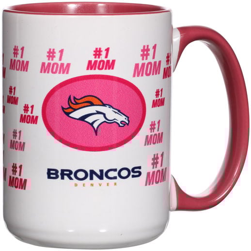 DENVER BRONCOS WHITE:PINK 15OZ. MOTHER'S DAY MUG mother's day gifts for mom
