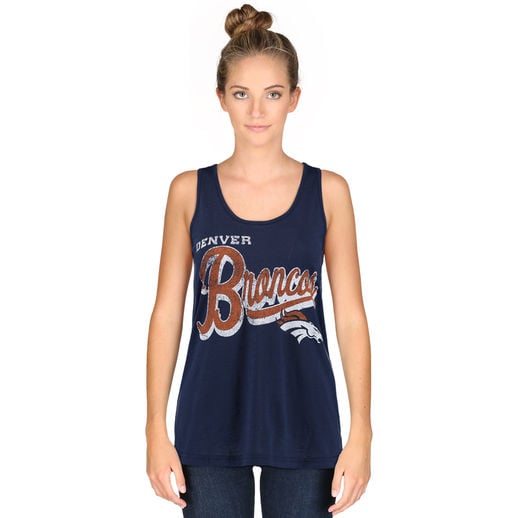 G-III 4HER BY CARL BANKS DENVER BRONCOS WOMEN'S NAVY TOUCHDOWN TANK TOP mother's day denver broncos gifts for mom